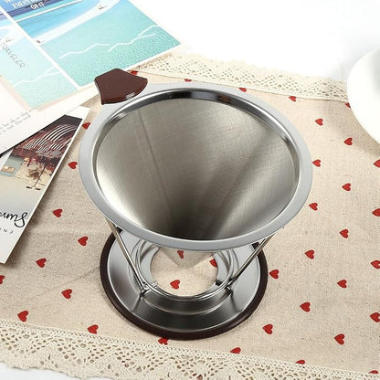 304 Stainless Steel Coffee Cone Filter, Double Layer Mesh Drip Dripper - Image 8