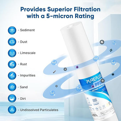 PUREPLUS 5 Micron 20" x 2.5" Whole House Sediment Home Water Filter, 20-inch - Image 5