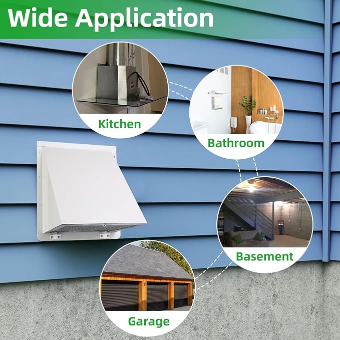 4Inch Dryer Vent Cover Outside, Exterior Vent Cover Dryer Wall Vent Exhaust - Image 7