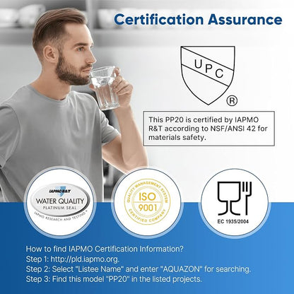 PUREPLUS 5 Micron 20" x 2.5" Whole House Sediment Home Water Filter, 20-inch - Image 3
