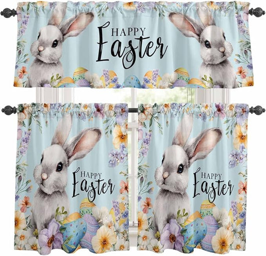 Happy Easter Kitchen Curtains Set 3 Piece by Unknown