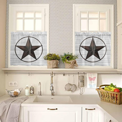 Vintage Farm Western Star Window Valance Curtains, 2 Panel - Image 5