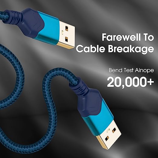 ROFICORD USB 3.0 Male to Male Cable, USB A to USB A High Speed Data Cord Compatible with Hard Disk Drive/Laptop Cooler/Set-top Box/DVD Player/TV/Camera and More (1 FT, Blue)