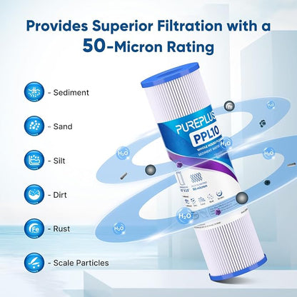 PUREPLUS 50 Micron Whole House Pleated Sediment Filter - Image 5