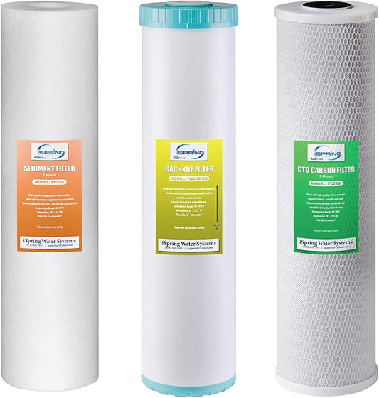 iSpring F3WGB32BKS 3-Stage Whole House Water Filter Set, 4.5” x 20” Sediment by iSpring