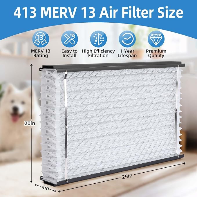 2 Pack 413 Replacement Air Filter, MERV 13 Furnace, Compatible - Image 4
