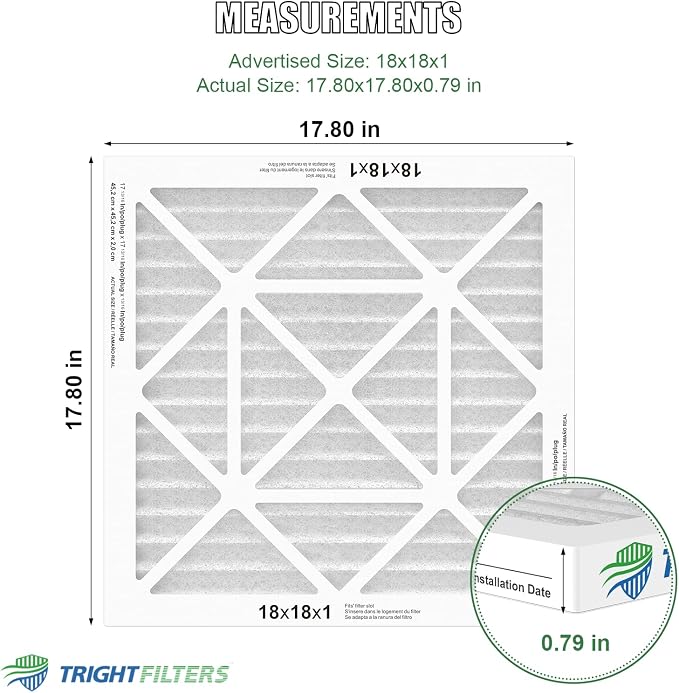 18x18x1 Air Filter 4 Pack, MERV 8 Pleated Dust Defense Air Filters Replacement - Image 2