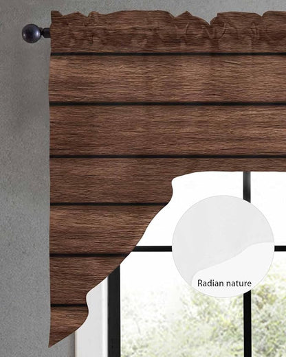 Brown Wooden Board Swag Kitchen Curtains Valance and Tier Set, Vintage Wood - Image 5