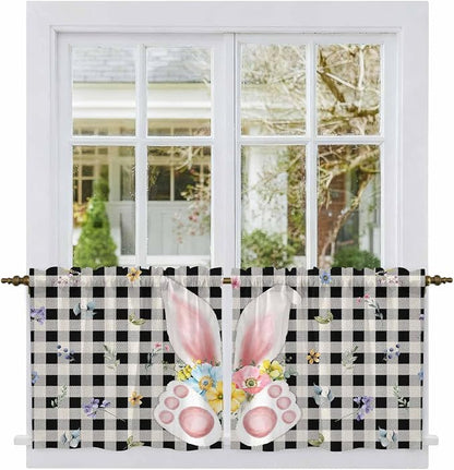 Easter Kitchen Tier Curtains 24 Inch Long 2 Panel Set, Rod Pocket Cafe Small - Image 2