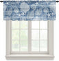 Navy Blue Retro Summer Sheer Valance Curtains, Sea Turtle Starfish Coral Ocean by Houseown