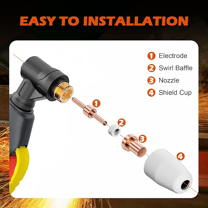 60PCS PT31 Plasma Cutter Consumables, High-Quality Cutting Performance Nozzles - Image 5