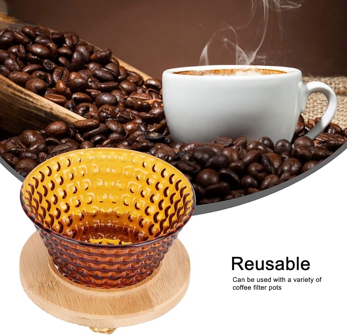 AUNMAS Coffee Dripper Pour Over Filter, Thick Glass Durable Simple Use Even - Image 5