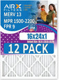 16x24x1 Air Filter MERV 13 Rating, 12 Pack of Furnace Filters Comparable to MPR by AIRXFILTERSWICKEDCLEANAIR