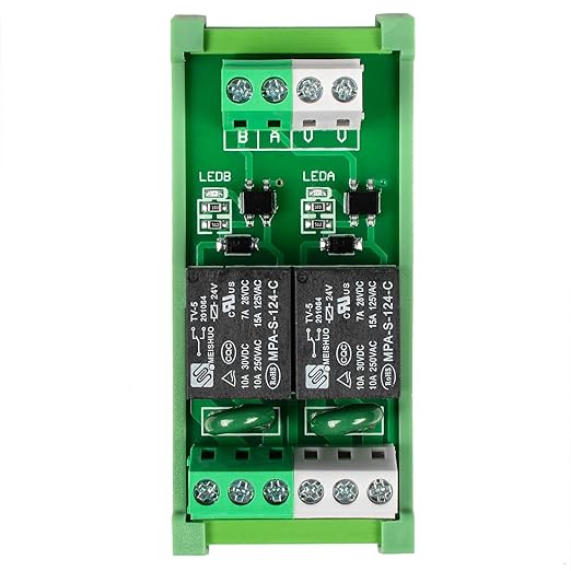GUETNEU Relay Board, Relay Module 2 Channel 1 SPDT DIN Rail Mount 24V DC/AC, Interface Board(FY-T732C-D24)