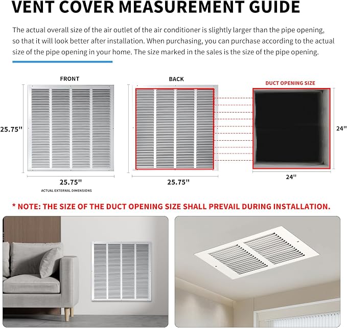 24x24 Vent Cover, Air Return Vent Cover, Flat Vent Cover, Rejillas De Aire - Image 4