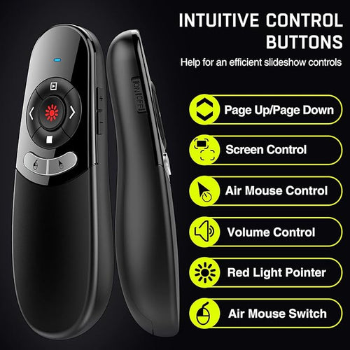 2 in 1 USB Type C Presentation Clicker Air Mouse with Red Light Pointer, Wireless Presenter for PowerPoint Presentation PPT Clicker, 2.4GHz Presenter Remote Slide Advancer for MacBook/Computer/Laptop