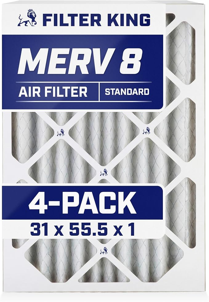 Filter King 31x55.5x1 Air Filter | 4-PACK | MERV 8 HVAC Pleated A/C Furnace by FilterKing