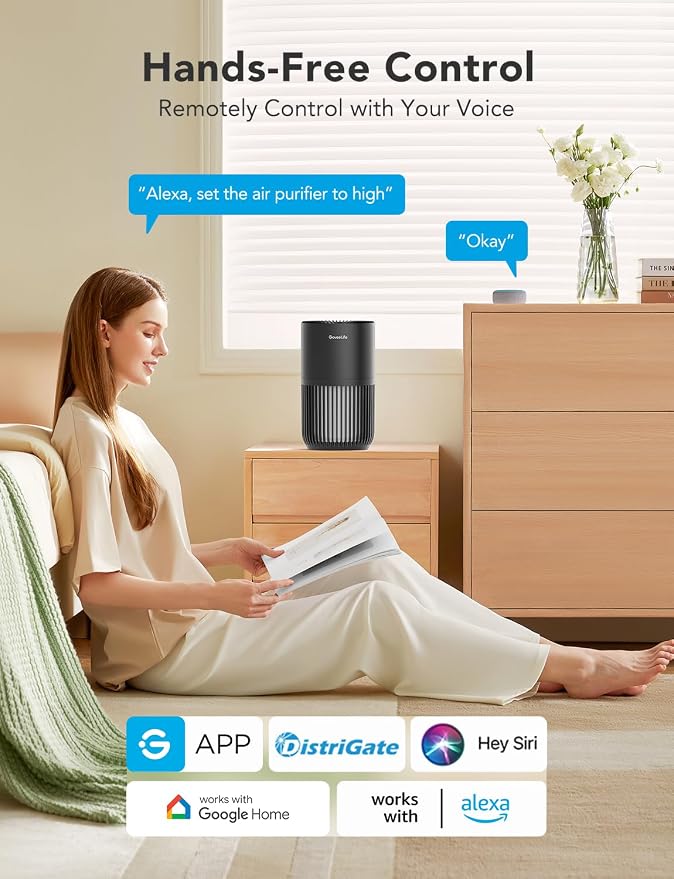 GoveeLife Mini Air Purifier for Bedroom, Smart Filter Air Purifier - Image 2