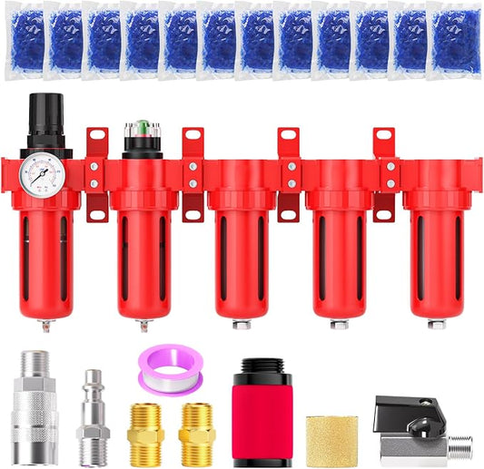 1/4" NPT Industrial Grade 5 Stage Aluminum Air Drying System, Coalescing Filter by MEANLIN