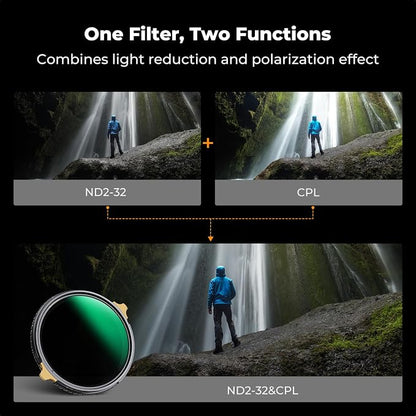 K&F CONCEPT 67mm Variable ND2-32 ND Lens Filter & Circular Polarizing Filter - Image 3