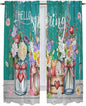 Spring Flowers Kitchen Curtains, Farmhouse Watercolor Teal Wood Grain Light by Unknown