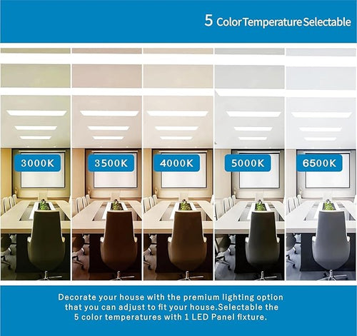 2x4 FT LED Light Flat Panel, 30-72W, 5 CCT 3K | 3.5k | 4K | 5K | 6.5K, Dimmable Recessed Drop Ceiling Lights, 3750/5000/6250/7500/9000 Lumen, Lay in Fixture for Commercial 120-277V, ETL DLC(6 Pack)
