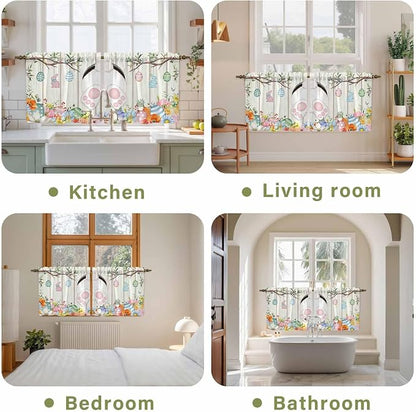 Easter Kitchen Tier Curtains 36 Inch Long 2 Panel Set, Rod Pocket Half Window - Image 8