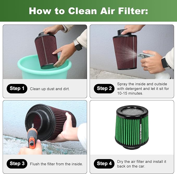 KYOSTAR Universal 3" High-Flow Air Filter, Reusable Cone Cold Air Intake - Image 5