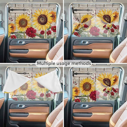 Red Yellow Sunflowers Magnetic Double Layer Car Window Shades, Side Window - Image 5
