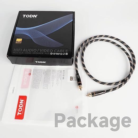 TODN Digital Coaxial Cable 75-Ohm Audiophile SPDIF Coax Audio Cable RCA to RCA for HiFi Systems (6.5ft /2m)