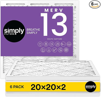 Simply 20x20x2 Air Filter, MERV 13, 6 Pack, Furnace Air Filter by SimplyFilters