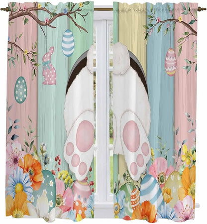 Easter Window Curtains 63 Inch Long 2 Panel Set, Rod Pocket Bedroom Curtains & - Image 2