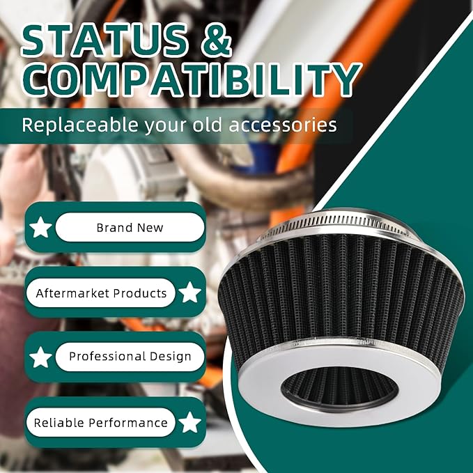 AUTOKAY Universal Clamp-On Air Filter Round Reverse Tapered Washable Filter 3 - Image 4