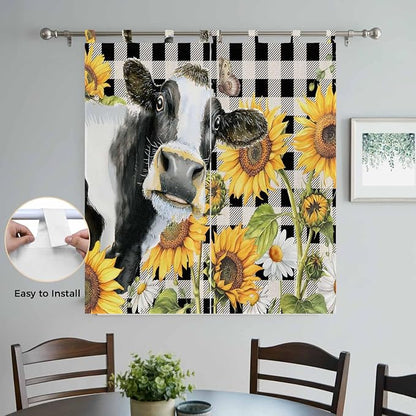 Retro Sunflowers Living Room Curtains 84 Inch Length, Window Curtains Tab Top - Image 4
