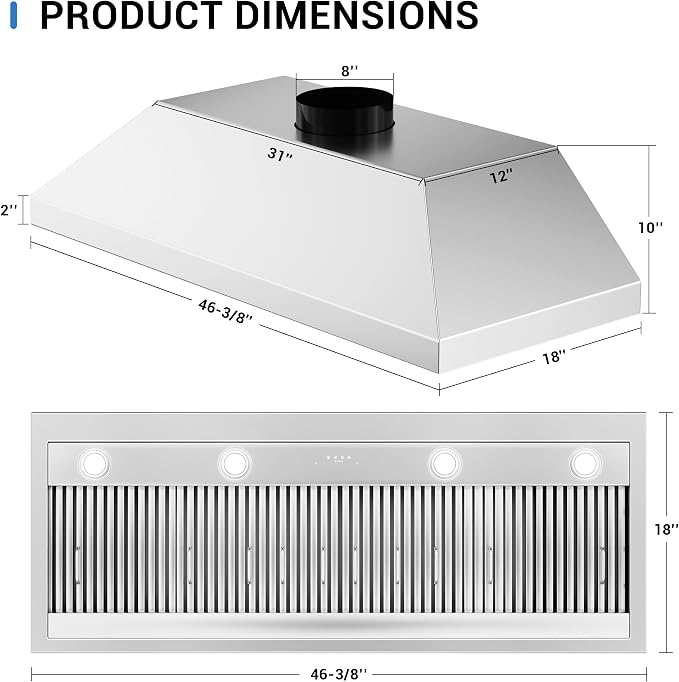 CT Copper Tailor Built-in Range Hood Insert Vent 48 Inch, 1150 CFM - Image 6