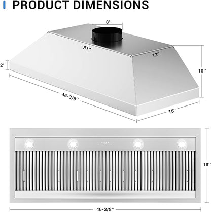 CT Copper Tailor Built-in Range Hood Insert Vent 48 Inch, 1150 CFM - Image 6