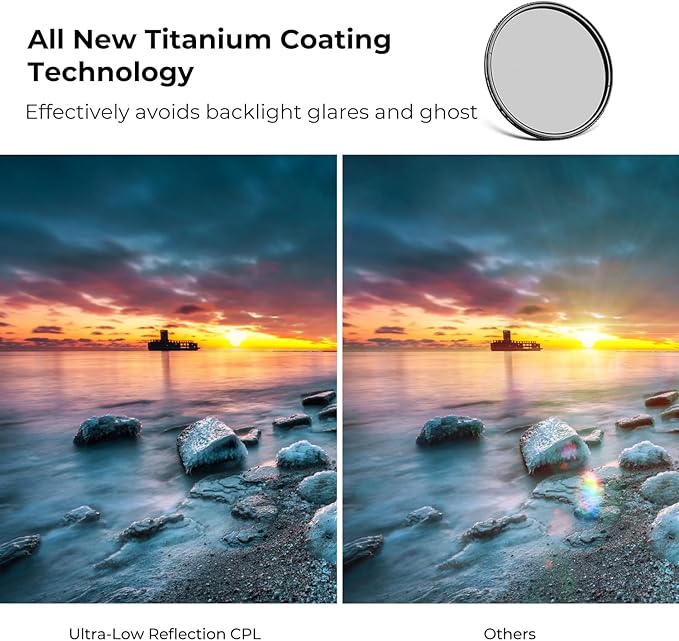 K&F CONCEPT 58mm Ultra-Low Reflectivity Circular Polarizers Filter 28 - Image 3