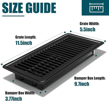 VOISEN Floor Register 4x10, 2 Pack Black Floor Vent Covers, Heavy Duty Steel - Image 3