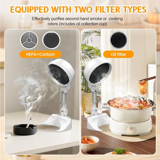 Foldable Air Purifier with 3 Replaceable Filters, 2 in 1 Desktop Electric Smoke - Image 6