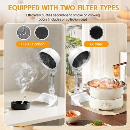 Foldable Air Purifier with 3 Replaceable Filters, 2 in 1 Desktop Electric Smoke - Image 6