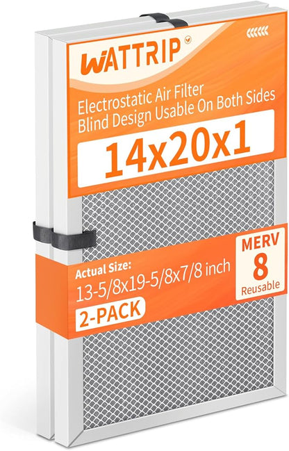 2-Pack 14x20x1 MERV 8 Reusable & Washable Electrostatic Air Filters by BreatheSmartLiveClean