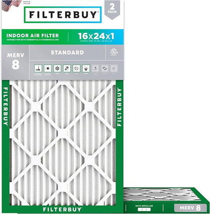Filterbuy 16x24x1 Air Filter MERV 8 Essential Dust & Allergy Defense, by Filterbuy