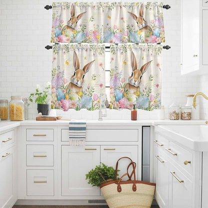 Kitchen Curtains Tiers and Valance Set of 3, Easter Light Filtering Window - Image 3