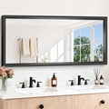 Black Bathroom Mirror, 28x60 Inch Large Rectangle Mirror, 0.6" Thickened Deep Frame Mirrors for Wall Over Sink, Shatterproof Tempered Glass, Brushed, Antirust, Horizontally or Vertically