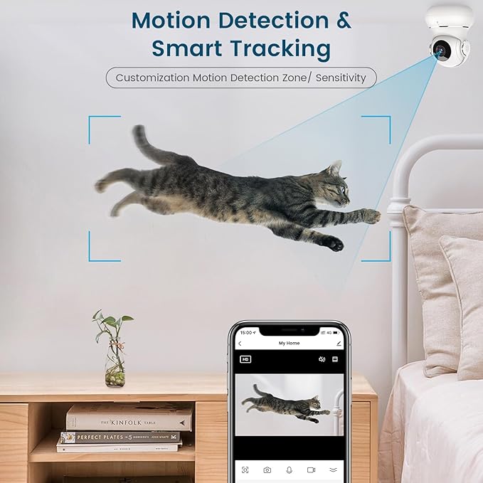 litokam Security Camera Indoor 2K, 360 Pan/Tilt Cameras for Home Security with Motion Detection, Baby Monitor for Pet/Dog with Night Vision, 2.4GHz WiFi Cam with Phone App & 2-Way Audio