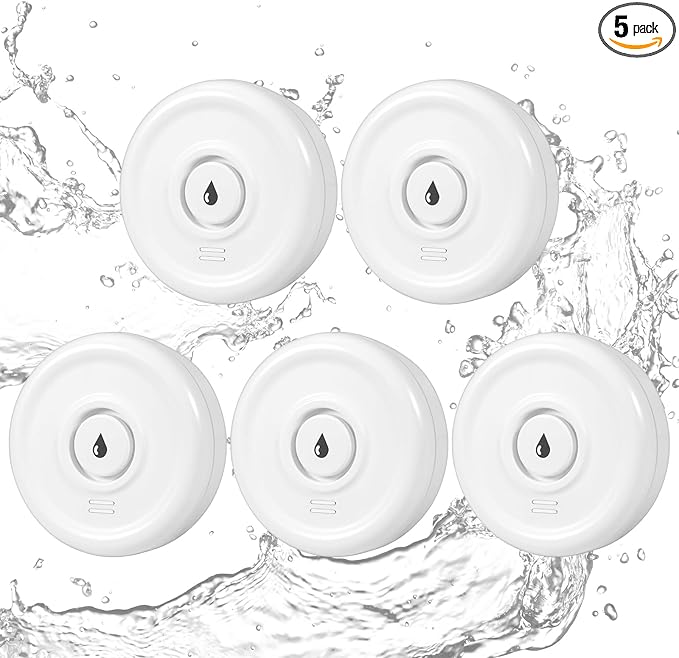 5 Pack Water Leak Detectors for Home, 100 dB Water Sensor Alarm Leak Detector for Basement, Bathroom, Kitchen, Home