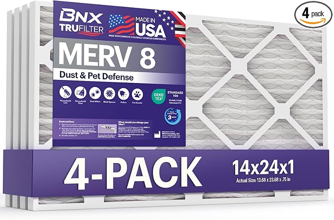 BNX TruFilter 14x24x1 Air Filter MERV 8 by BNX