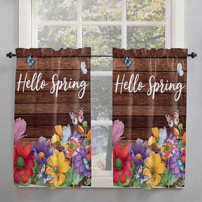 Spring Flowers Kitchen Curtains 45 Inches length, Watercolor Farmhouse Colorful - Image 2
