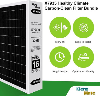 Upgraded 4 - Pack X7935 20x20x5 MERV 16 Air Filter Bundle, Carbon Clean Healthy - Image 3