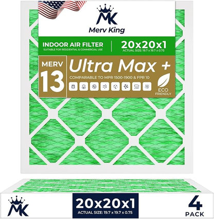 MervKing 20x20x1 Air Filter Actual Size: 19.7" x 19.7" x 0.75" MERV 13 MPR by MervKing